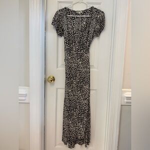 Billabong Black and White Maxi Wrap Dress, Short Sleeve